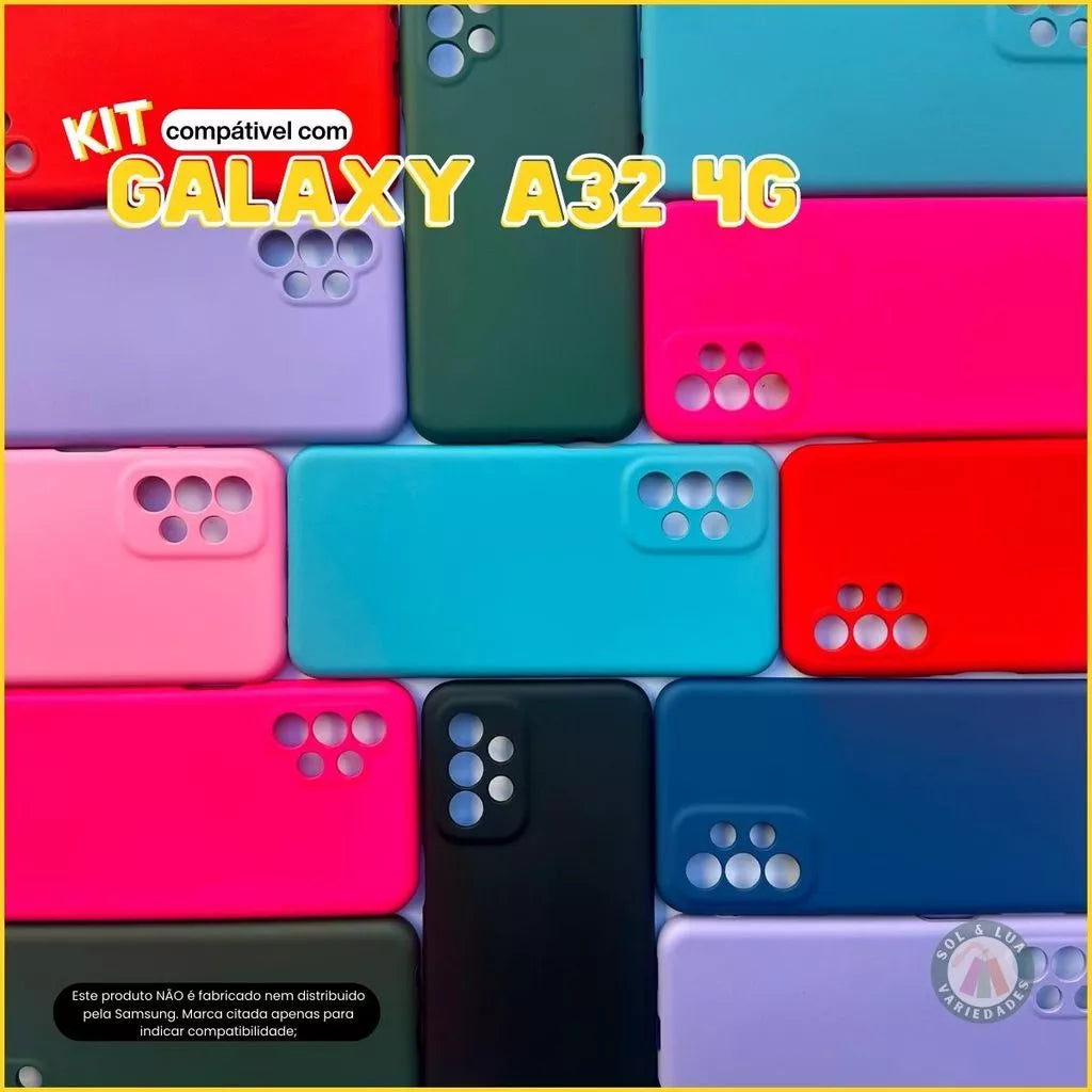 Kit Capa Capinha ROSA compatível com Galaxy A32 4G + Película 3D Cerâmica Privacidade